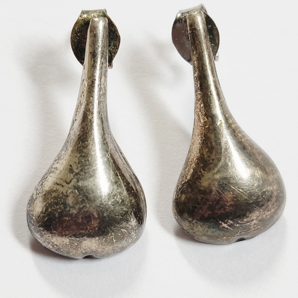 Vintage Sterling Silver 925 Hershey Kiss Teardrop Earrings - Picture 3 of 5